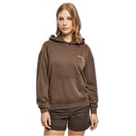 Urban Classics Women's Ladies Small Embroidery Terry Hoody Hooded Sweatshirt, Brown, XL