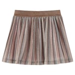 Nederdel til børn str. 140 plisseret med glimmer brun og pink