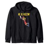 He Is Risen! Outfit For Easter, Basketball Sport Jesus Zip Hoodie