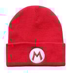 Super Mario Bros Unisex Vuxen Stickad Mössa med Broderi för Män Kvinnor Mario & Luigi Symbol Skallehatt Skidvärme Kreativa Gåvor Röd