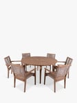 Royalcraft Roma 6-Seater Round Garden Dining Table & Rope Stacking Garden Chairs, FSC-Certified (Acacia Wood), Natural