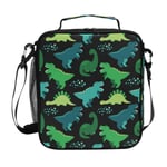 Mnsruu Cute Childish Dinosaur Lunch Bag with Adjustable Shoulder Strap for Boys Girls,Insulated Lunch Box Cooler Bag for School Office Travel