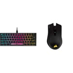 Corsair K65 RGB MINI 60% Mechanical Gaming Keyboard QWERTY, Black & Harpoon Wireless RGB Wireless Rechargeable Optical Gaming Mouse with Slipstream Technology - Black