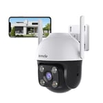 Tenda 360° Security Camera Outdoor with 30m Color Night Vision, PTZ CCTV WiFi Camera with 2-way Audio, AI Human Detection& Alarm, APP Control, IP66 Weatherproof, Works with Alexa (CH3 1080P)