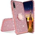 MRSTER Realme 6 Pro Case Glitter Bling Bling TPU Case With 360 Rotating Ring Stand, Shock-Absorption Protective Shell Skin Cases Covers for Realme 6 Pro. GS Rose Gold