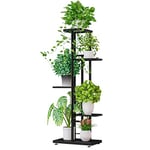 ZZBIQS Métal Étagère à Fleurs, Porte Plantes Fer Forgé, Etagere Plante Extérieur Intérieur de 5 Niveaux, Idéal pour Maison Balcon Terrasse Jardin (98x43x22cm, Gris Foncé)