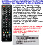 UNIVERSAL REPLACEMENT TV REMOTE CONTROL FOR MANY SUPERMARKET & ONLINE MODELS