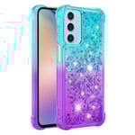 SKALO Samsung A15 5G Kvicksand Glitter Hjärtan TPU-skal - Turkos multifärg