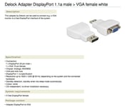 Delock Displayport til VGA adapter - Hvid