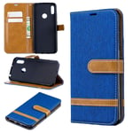 LLLi Mobile Accessories for HUAWEI Color Matching Denim Texture Leather Case for Huawei Y6 2019 / Y6 Pro 2019, with Holder & Card Slots & Wallet & Lanyard(Black) (Color : Royal blue)