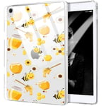 MAYCARI Case Clear for iPad 8th Generation 10.2" 2020/iPad 7th Generation 10.2" 2019 with Pencil Holder, Cute Bee Transparent Shockproof Soft TPU Pad Cover with Bumper Protective