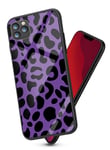 Oihxsetx Phone Case Compatible for iPhone 11 Pro 5.8'' Case,Tempered Glass Back Cover + Soft TPU Silicone Rubber Bumper Frame Colorful Leopard Pattern Protective Case Cover for Women Girls -Purple