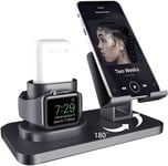 KOAOYO 3 in 1 Phone and Apple Watch Stand, Watch Holder for iPhone and Apple Watch SE, Desktop Stand for iPhone and iWatch Series 6/5/4/3/2/1 (Both 38mm/40mm/42mm/44mm), Black