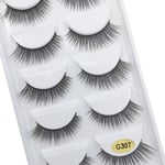 5-par lösögonfransar - 3D faux mink - G307 Svart
