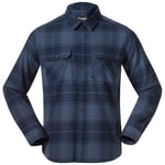 Bergans Nordmarka Flanellskjorta Herr Granite Blue/Navy Blue Check XL -