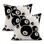 Xincow Ball Set of 2 Throw Pillow Covers Billiards Pool Snooker Symbol Printable Ideal For And Any Kind Home Durable Decorative Linen Pillowcases Square Cushion Covers for Sofa 18x18 Inches