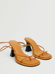 Mango Boulard Contrast Funnel Heeled Strappy Sandals, Medium Brown 5 female Upper: Polyurethane