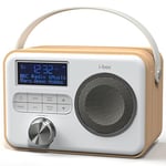 DAB Radio Portable, Bluetooth Speaker, DAB Plus/DAB Radio, FM Radio, Mains Powered or Battery Powered, Portable Bluetooth Speaker, USB Charging for 10 Hours Playback