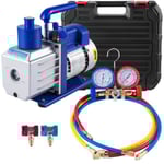 Vakuumpump 4,8 CFM- VEVOR - 136 L-min Enkelsteg 1720 RPM Fördelare Luftkonditionering Blå och Silver