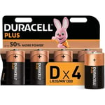 Duracell Plus, lot de 4 piles alcalines type D 1,5 Volts, LR20 MN1300 A426