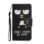 AIFILLE Wallet Phone Case Compatible for Samsung Galaxy A12 DON'T TOUCH MY PHONE Boys Pattern PU Leather Silicone Bumper with Card Slots Pouch 360 Full Body Shockproof Protective Cover Holster