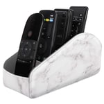 MoKo Remote Control Holder, Leather TV Remote Organizer Remote Caddy Desktop Organizer 5 Compartments for Remote Controllers, Office Supplies, Media Accessory Storage & Organizer - Marble White