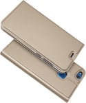 Cas Compatible Avec Huawei P10 Lite; Étui De Protection Ultra Mince En Cuir Pu Avec Fermeture Magnétique/Béquille/Fente Pour Porte-Carte Huawei P10 Lite,D'or