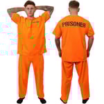 Vuxen Fångekostym Orange Fångejumpsuit Jailbird Outfit för Halloween Orange Prisoner Costume Män Juil Jumpsuit Kostym Vuxen M-170CM