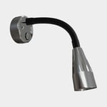 Casolux Läslampa Mary Flex Mini, rostfritt stål, LED, 10 - 30 V, 1.5 W, med USB-uttag + dimfunktion