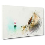 Lighthouse by the Coast in Abstract Canvas Print for Living Room Bedroom Home Office Décor, Wall Art Picture Ready to Hang, 30 x 20 Inch (76 x 50 cm)