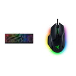 Razer BlackWidow V3 (Green Switch) - Mechanical Gaming Keyboard UK Layout | Black & Basilisk V3 - Wired Customisable Gaming Mouse Black