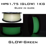 HIPS Glow-Green Nipseyteko filament pour impression 3D, consommable d'imprimante en plastique, couleur unie, haute qualité, 1.75mm diamètre, poids bobine 1kg