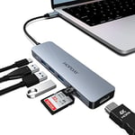 Adaptateur 7 en 1 USB C vers HDMI HOPDAY USB C, avec HDMI 4K, 100 W PD, Ports de données USB 3.0 5 Gbps, Lecteur de Carte SD/TF, Station d'accueil pour MacBook Air/Pro, iPad, Windows