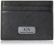 Armani Exchange A|X Porte-Cartes en Cuir Saffiano avec Logo Noir