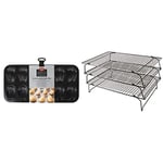 Tala Performance, 12 Cup Madeleine Pan, Professional Gauge Carbon Steel, Cake Tin & 3 Tier Non Stick Cake Cooling Tray, Each Tier Measures 41 x 25cm, Perfect for Cooling Cakes, Cookies and Biscuits