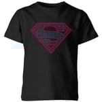 Justice League Superman Retro Grid Logo Kids' T-Shirt - Black - 3-4 Years
