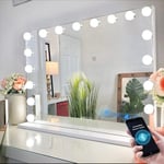 Bluetooth Hollywood spegel med belysning, 15 dimmer-LED-lampor, sminkspegel