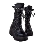 Platformstövlar damer Spänne rem Punk Goth Boot Dam Gothic Snörskor Sz Black EU 41