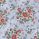 Fat Quarter Flowers of Provence Floral Flowers On Blue 100% Cotton Quilting Fabric