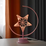 BuyWin 3D Star Shaped Decor Night Light Warm White LED Night Table Lamps Iron Nordic Fairy Light with Strings for Nursery Bedroom Birthday Wedding,USB Power(Pink Star)