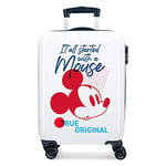 Disney Mickey Magic White Cabin Suitcase 37 x 55 x 20 cm Rigid ABS Combination Lock 33 Litre 2.8 kg 4 Double Wheels Hand Luggage