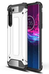 NOKOER Case Protector for Motorola Edge, Hybrid Armor Cover, TPU + PC Dual Layer Phone Case [Shockproof] [Anti-Fingerprint] [Dust-Proof] Ultra-Thin - Silver