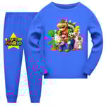 Super Mario kostym vår och höst barn hemkläder Pyjamas Set dark blue U dark blue 160cm