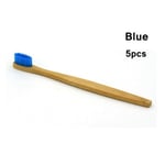 1/5/10pcs Bamboo Toothbrush Wood Handle Oral Care Blue 5pcs