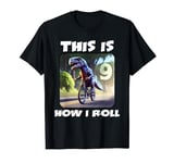 9 Year Old Birthday Party T-Rex Dinosaur Riding a Bike Kids T-Shirt