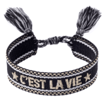 DARK Woven Friendship Bracelet C'est La Vie Black With Gold