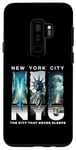 Coque pour Galaxy S9+ New York City Skyline et Liberty Moonlight City ne dort jamais
