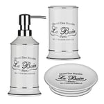 3pc Le Bain Stoneware Bathroom Accessories Organiser Dispenser Tumbler Soap Dish