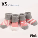 4pairs/set Thick Cotton Socks Soft Warm Baby Kids Children Pink Xs