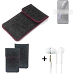 Felt Case for Motorola Edge 30 Neo dark gray pick edges Cover bag Pouch + earpho